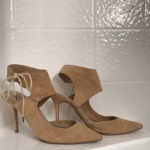 TOPSHOP Size 9.5 Nude Suede Stiletto Heels; Lightly Worn
